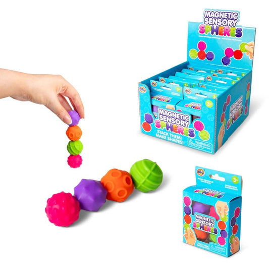 Magnetic Sensory Spheres - Soft Textured Balls 4 pack